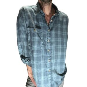 RESIST Mens Plaid Long Sleeve Button Front Pockets Casual Shirt